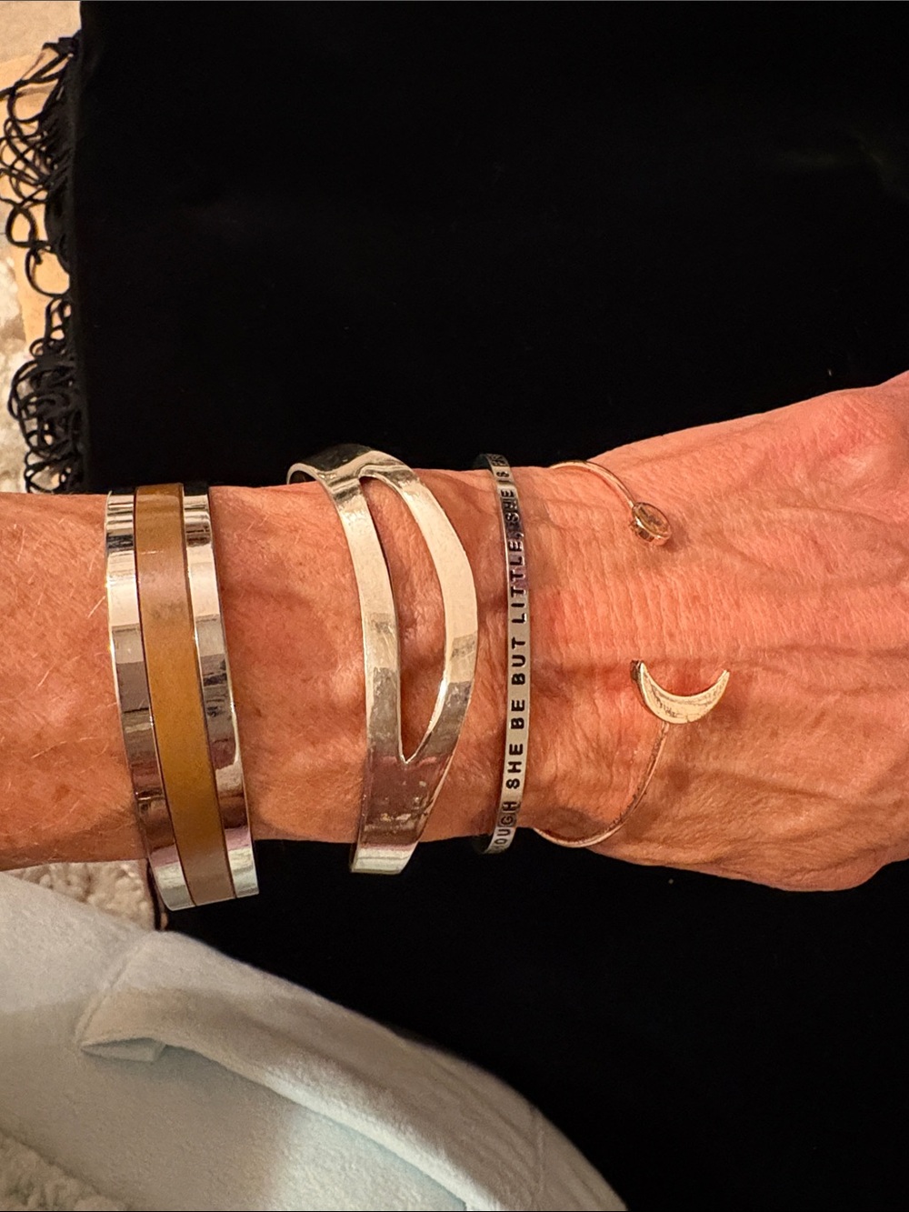 Stackable Silver and Gold-Tone Men’s Bangle Bracelet Set 4